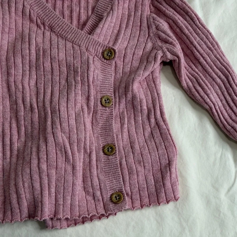 GAP Pink Teddy Coat & Knit Set with Gray Hooded Cardigan